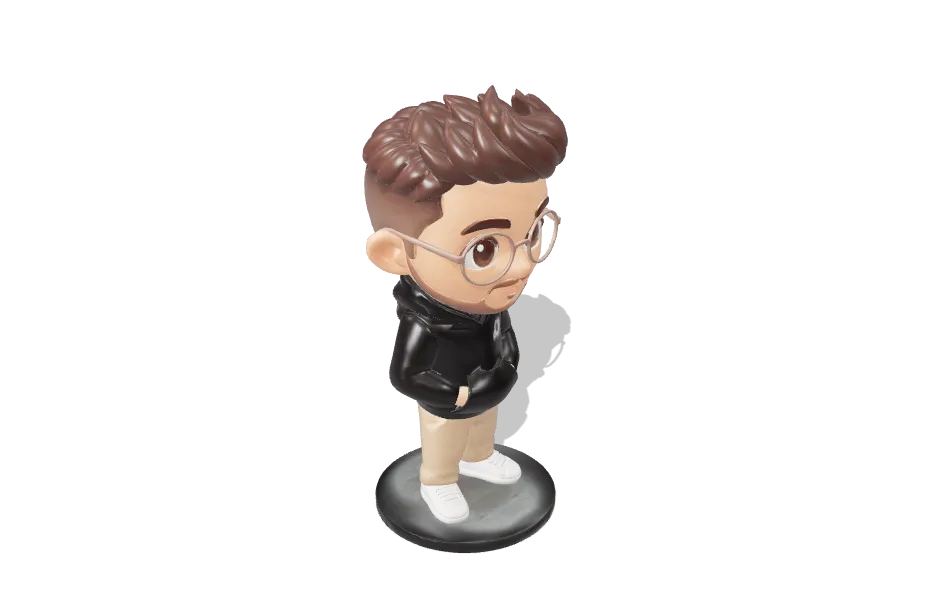 the finished vinyl figure on its display base