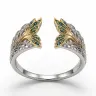 Mermaid tail middle band in two-tone gold