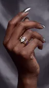 The finished ring, worn