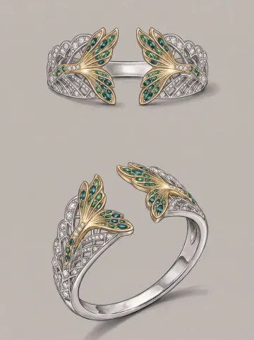 Two-view design sheet of the mermaid-wing band