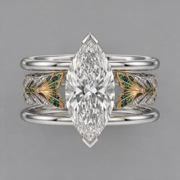 The band assembled into a stack around a marquise stone
